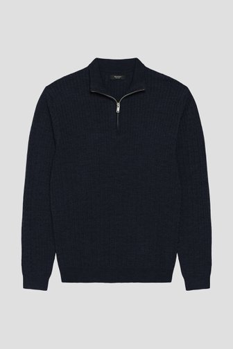 Photo produit 1 de Pull en laine bleu foncé avec fermeture éclair de Matinique pour Hommes