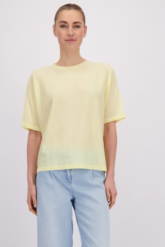 Le devant de Pull en laine jaune à manches courtes de Liberty Island pour Femmes