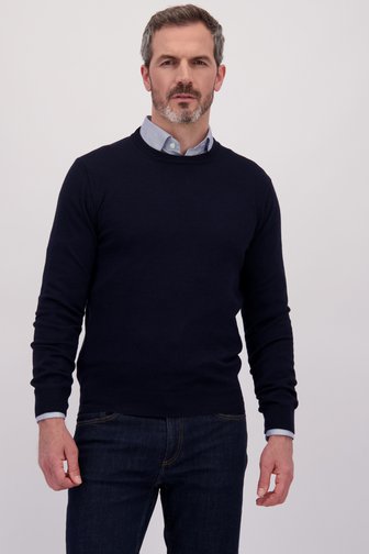 Le devant de Pull en laine navy à col rond de Dansaert Black Premium pour Hommes