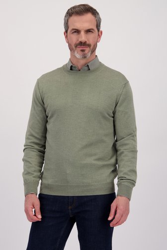 Le devant de Pull en laine vert à col rond de Dansaert Black Premium pour Hommes