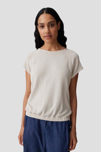 Le devant de Pull en maille beige à manches courtes de Opus pour Femmes