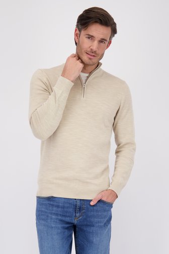 Pull en maille fine beige à fermeture éclair  de Michaelis pour Hommes