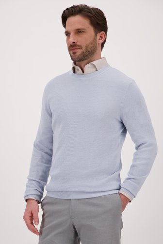 Pull en maille fine bleu clair à col rond de Michaelis pour Hommes