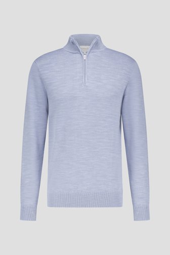 Pull en maille fine bleu clair à fermeture éclair de Michaelis pour Hommes