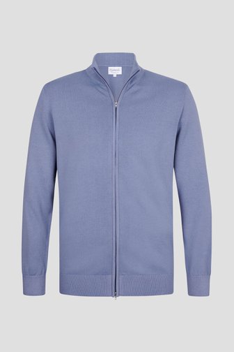 Pull en maille fine bleue à fermeture éclair de Michaelis pour Hommes