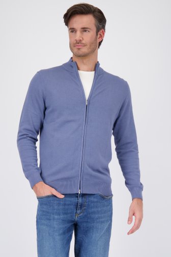 Pull en maille fine bleue à fermeture éclair de Michaelis pour Hommes