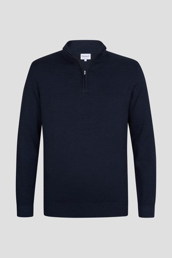 Pull en maille fine navy à fermeture éclair courte de Michaelis pour Hommes