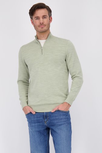 Pull en maille fine vert clair à fermeture éclair de Michaelis pour Hommes