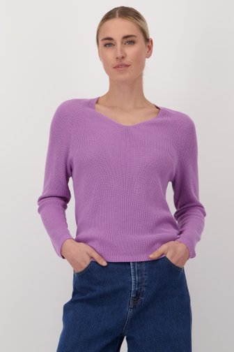 Pull en maille lilas avec col en V  de Liberty Island pour Femmes