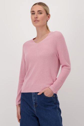 Pull en maille rose avec col en V  de Liberty Island pour Femmes