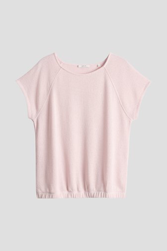 Le devant de Pull en maille rose clair à manches courtes de Opus pour Femmes