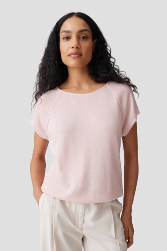 Le devant de Pull en maille rose clair à manches courtes de Opus pour Femmes