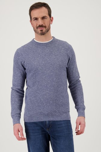 Pull en piqué bleu à col rond de Upper East pour Hommes
