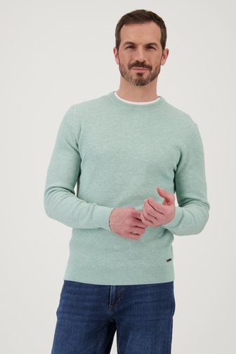 Pull en piqué vert à col rond de Upper East pour Hommes