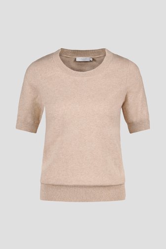 Pull en tricot beige à manches courtes de Liberty Island pour Femmes