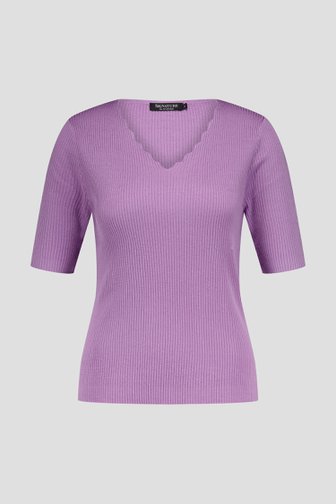 Pull en tricot côtelé violet de Signature pour Femmes