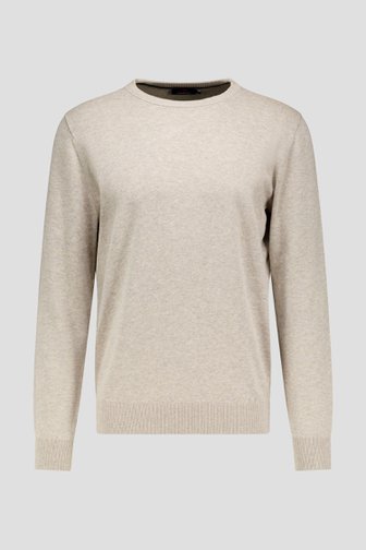 Pull fin beige à col rond
