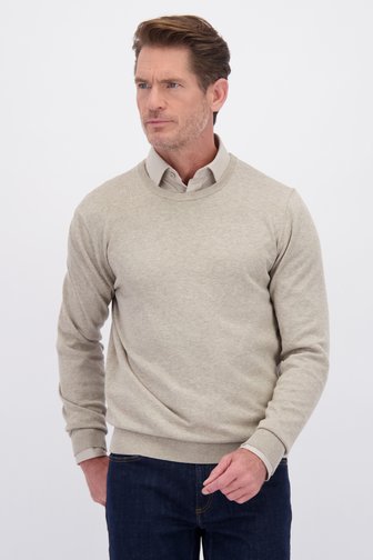 Le devant de Pull fin beige à col rond de Dansaert Blue pour Hommes