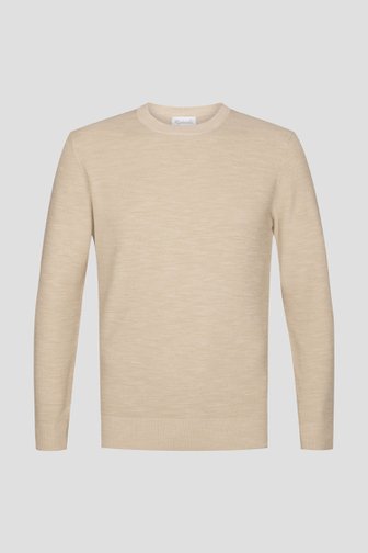 Pull fin beige clair à col rond de Michaelis pour Hommes