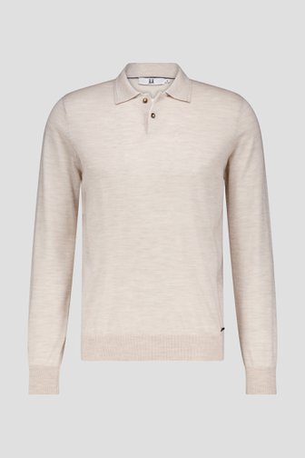 Pull fin beige clair avec col polo de Upper East pour Hommes