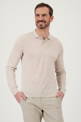 Pull fin beige clair avec col polo de Upper East pour Hommes