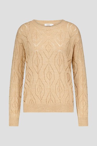 Le devant de Pull fin beige foncé avec motif ajouré de Libelle pour Femmes