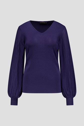 Photo produit 1 de Pull fin bleu à col en V de Claude Arielle pour Femmes