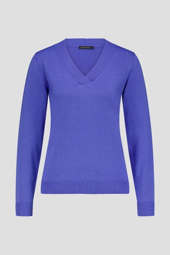Pull fin bleu avec col en V	 de Claude Arielle pour Femmes