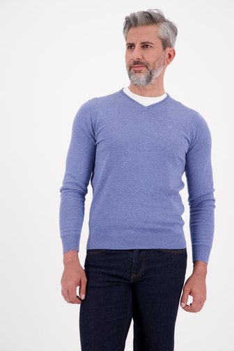 Pull fin bleu avec col en V, male, Marque: Dansaert Blue