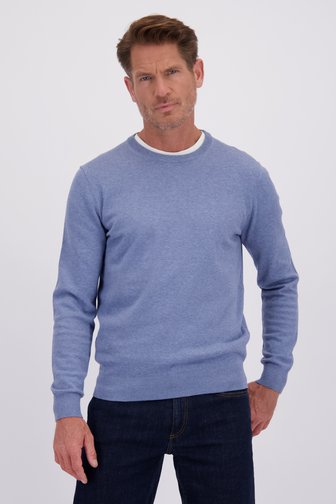 Le devant de Pull fin bleue à col rond de Dansaert Blue pour Hommes