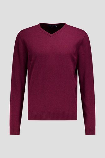 Le devant de Pull fin bordeaux à col en V de Dansaert Blue pour Hommes