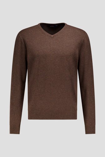 Le devant de Pull fin brun foncé à col en V de Dansaert Blue pour Hommes