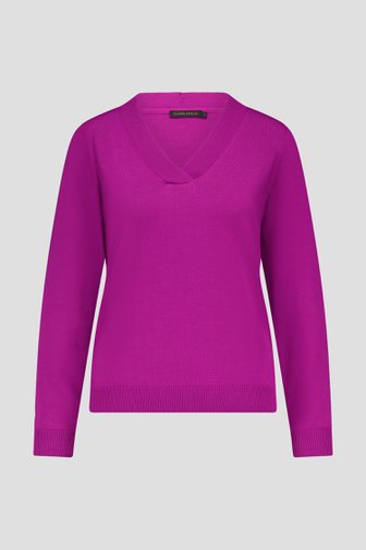 Pull fin rose avec encolure en V de Claude Arielle pour Femmes