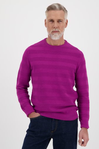 Pull fin rose-violet côtelé de Dansaert Blue pour Hommes
