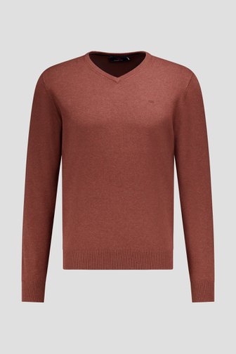 Le devant de Pull fin rouille à col en V de Dansaert Blue pour Hommes