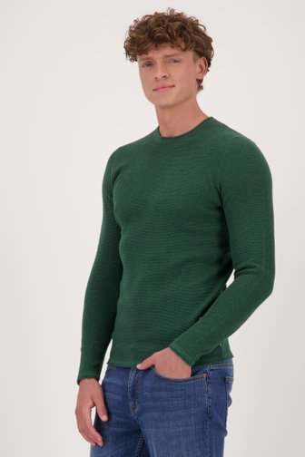 Pull fin texturé vert foncé de Casual Five pour Hommes