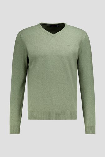 Le devant de Pull fin vert à col en V de Dansaert Blue pour Hommes