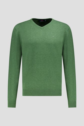 Le devant de Pull fin vert à col en V de Dansaert Blue pour Hommes