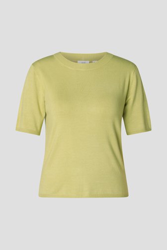 Le devant de Pull finement tricoté vert à manches courtes de Yest Curve pour Femmes