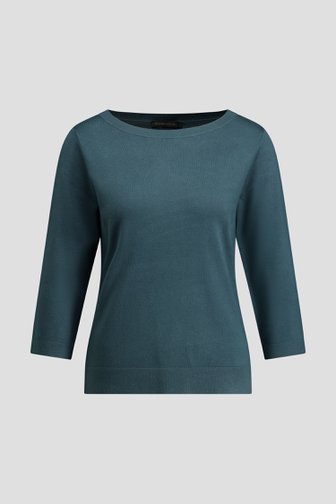 Le devant de Pull finement tricoté vert foncé de Claude Arielle pour Femmes