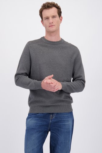 Le devant de Pull gris à manches longues de Ravøtt pour Hommes