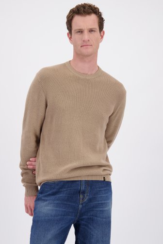 Le devant de Pull gris-beige à col rond de Ravøtt pour Hommes
