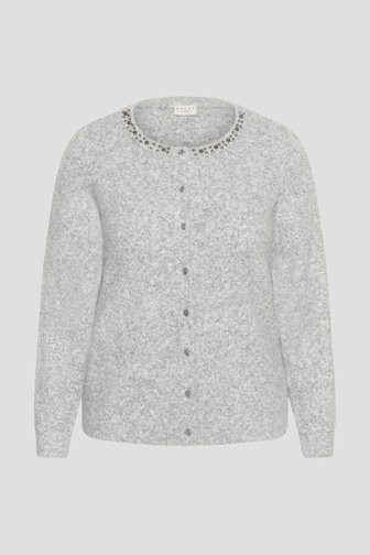 Le devant de Pull gris chiné à clous et avec laine de Kaffe Curve pour Femmes
