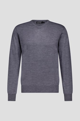 Le devant de Pull gris clair avec col en V et laine de Dansaert Black Premium pour Hommes
