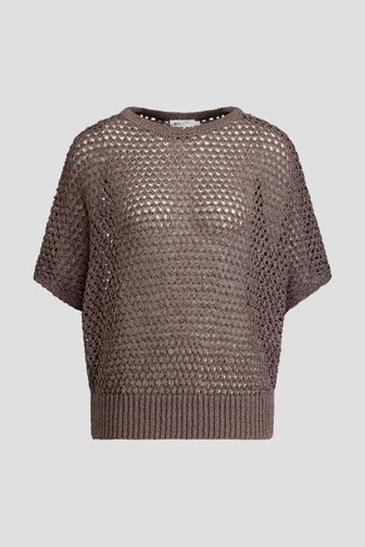 Le devant de Pull gris en maille ajourée de D'Auvry pour Femmes