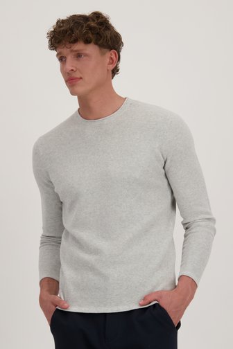Pull gris finement texturé de Casual Five pour Hommes
