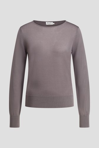 Le devant de Pull gris finement tricoté à col rond de D'Auvry Studio pour Femmes