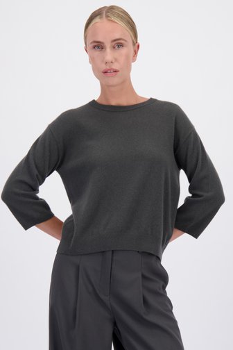 Le devant de Pull gris foncé en cachemire à manches 3/4 de D'Auvry Studio pour Femmes