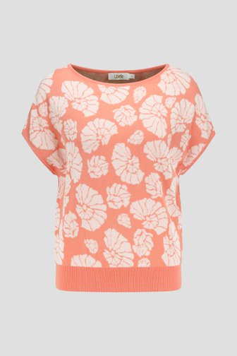 Pull in koraal met ecru print van Libelle voor Dames