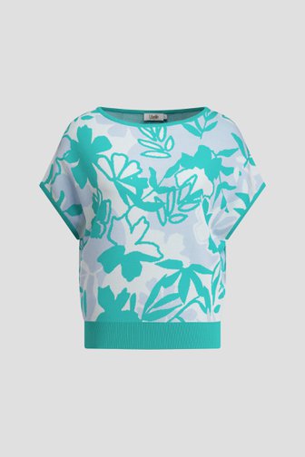 Photo produit 1 de Pull jacquard à motif floral vert-bleu de Libelle pour Femmes
